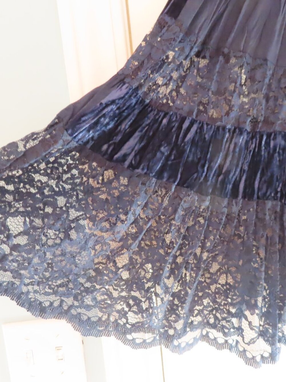 Vintage Carole Little Petites Lace Skirt Elastic Waist Pull On Blue Whimsygoth